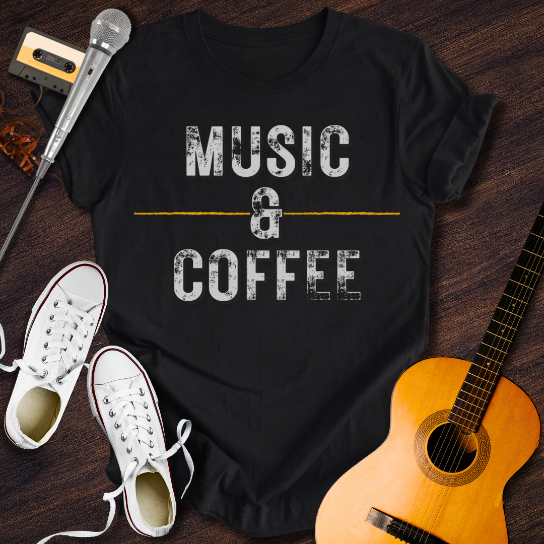 Music & Coffee Tee - Retro Rhythms