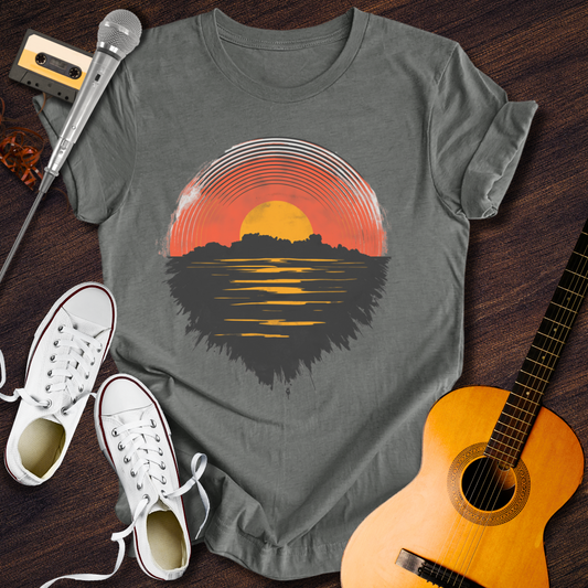 Vinyl Sunset Tee - Retro Rhythms