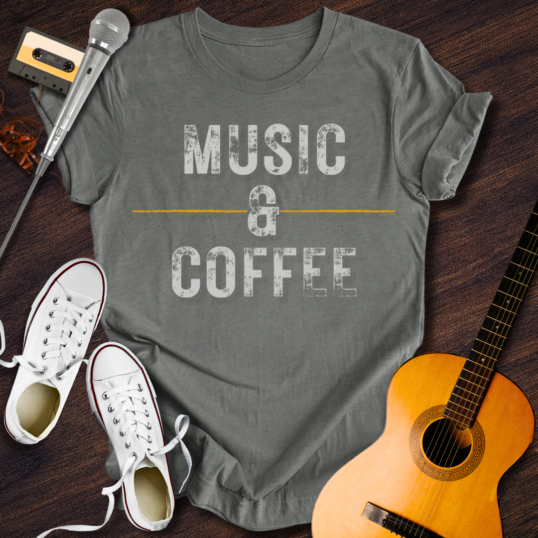 Music & Coffee Tee - Retro Rhythms