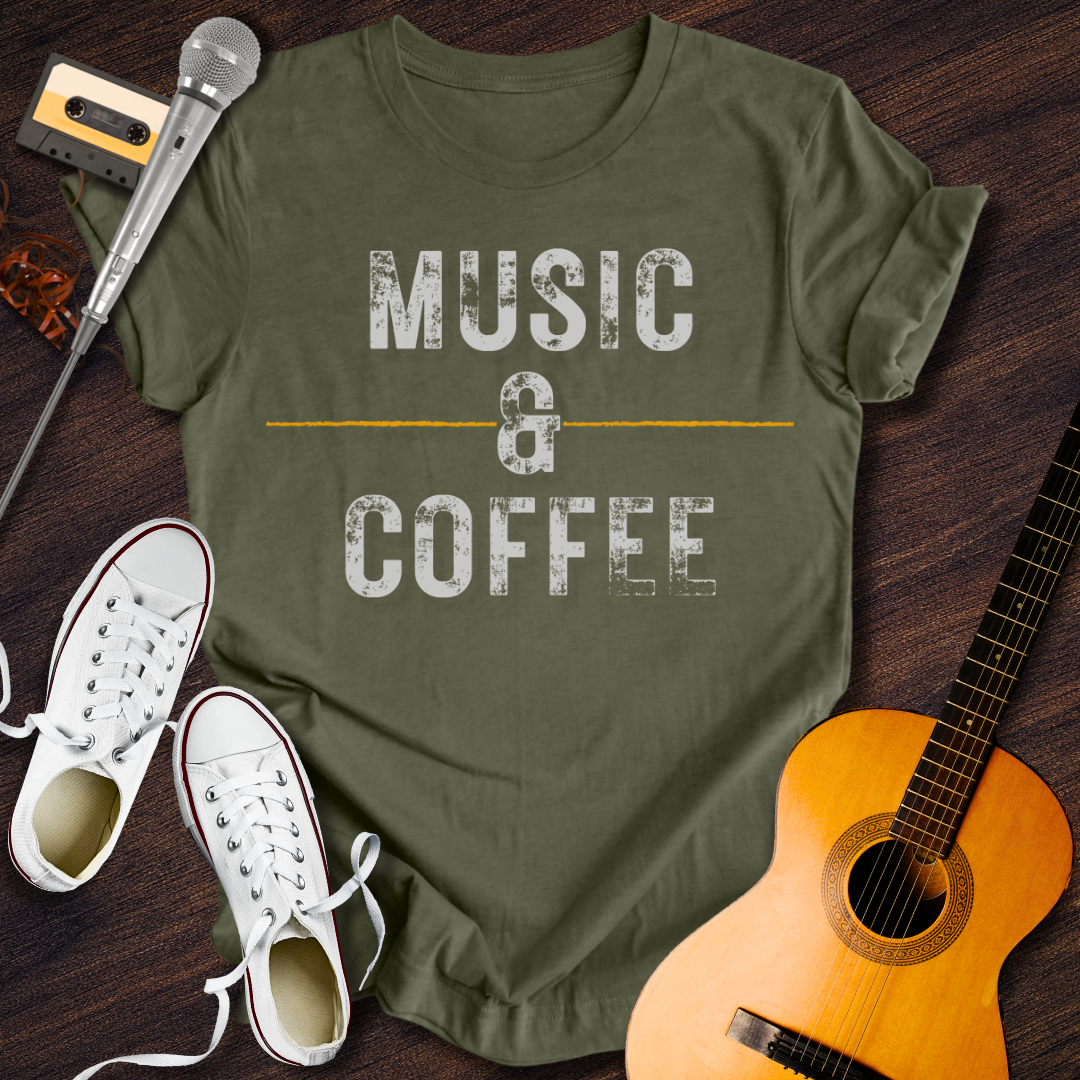 Music & Coffee Tee - Retro Rhythms