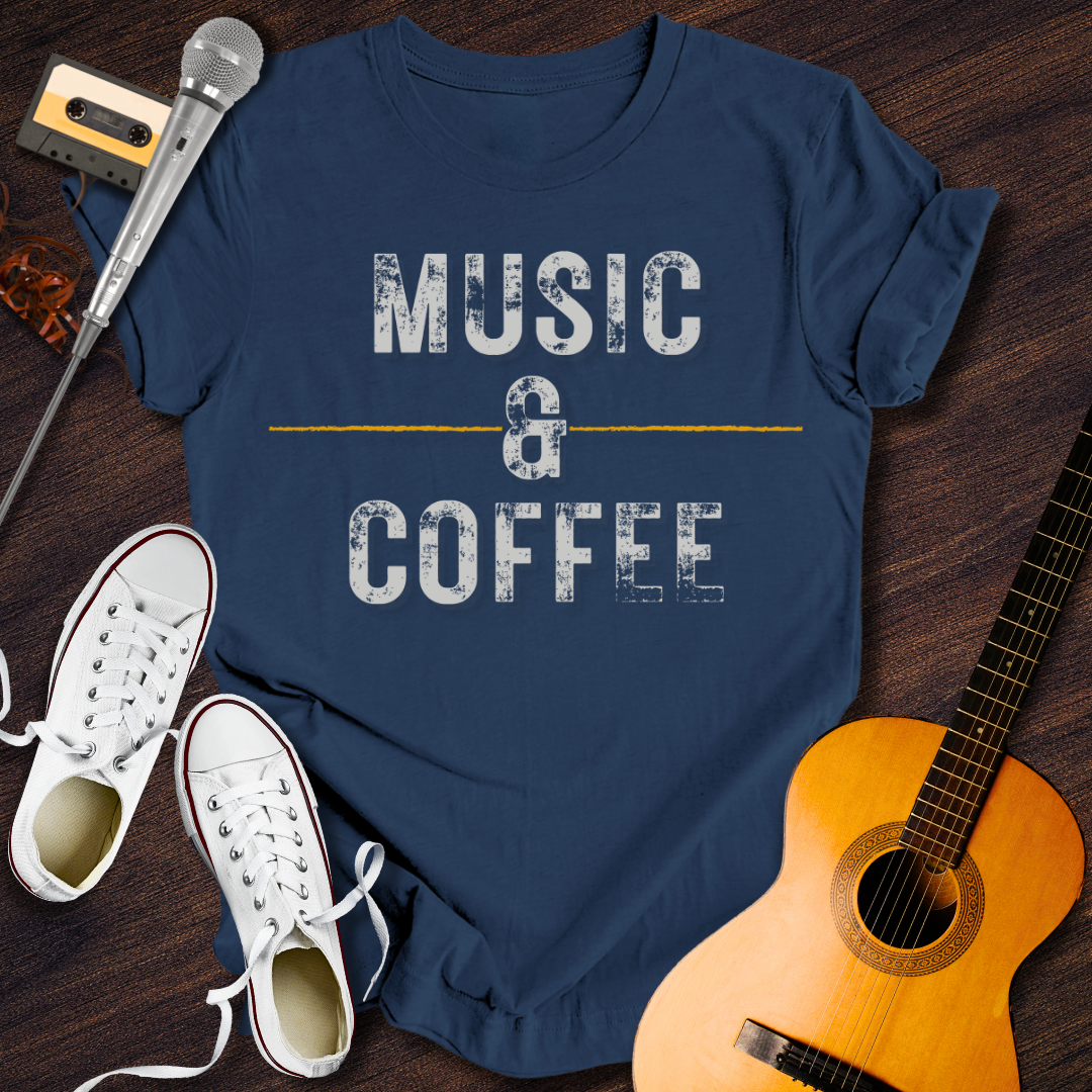 Music & Coffee Tee - Retro Rhythms
